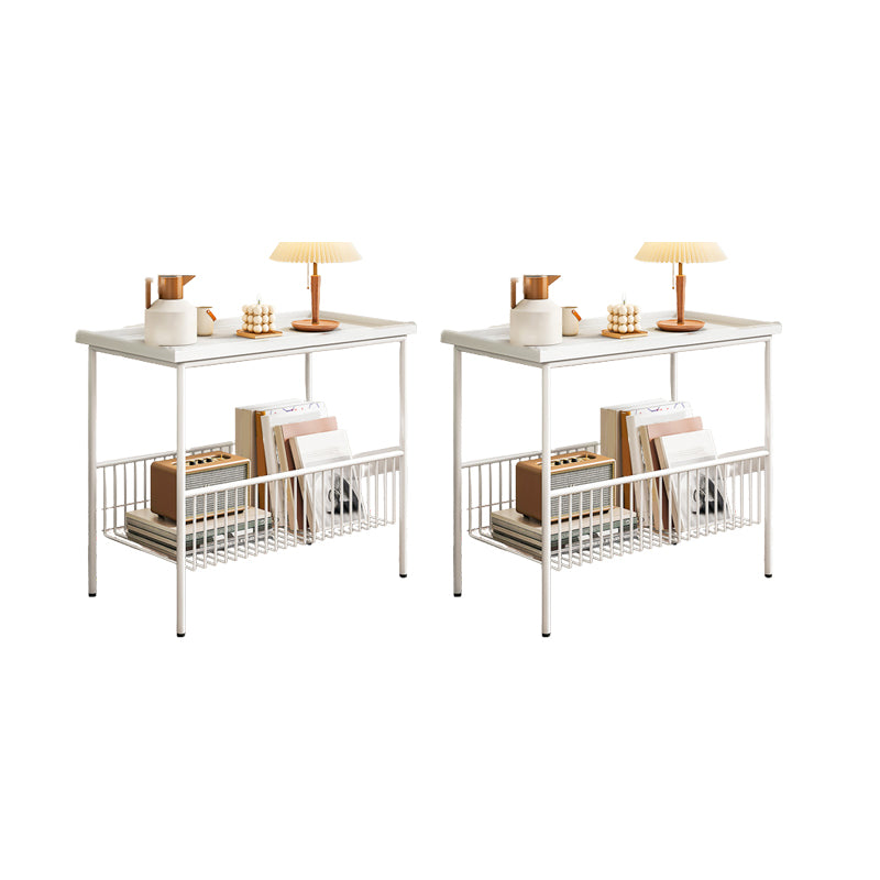 Rectangle Tray Top Side Table Iron Base End Table with Storage