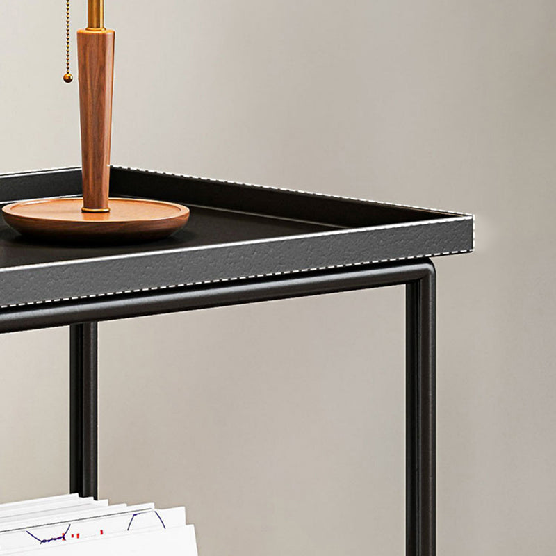 Rectangle Tray Top Side Table Iron Base End Table with Storage