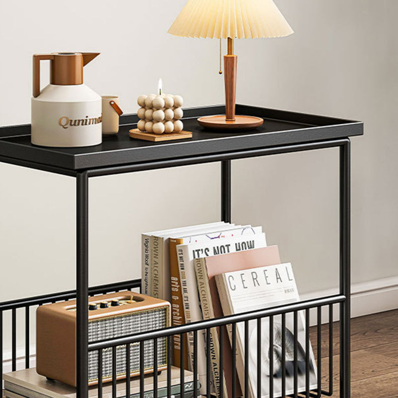 Rectangle Tray Top Side Table Iron Base End Table with Storage