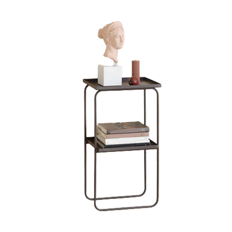 Sled Base Side Table Rectangular Metal Top End Table with  Shelf