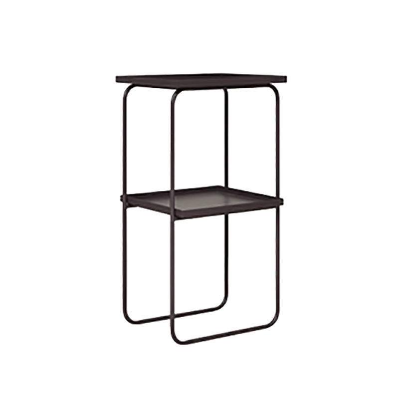 Sled Base Side Table Rectangular Metal Top End Table with  Shelf