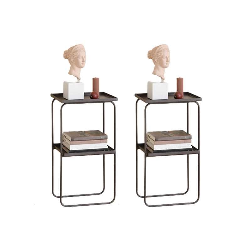 Sled Base Side Table Rectangular Metal Top End Table with  Shelf