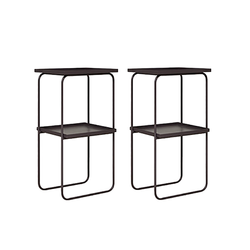 Sled Base Side Table Rectangular Metal Top End Table with  Shelf