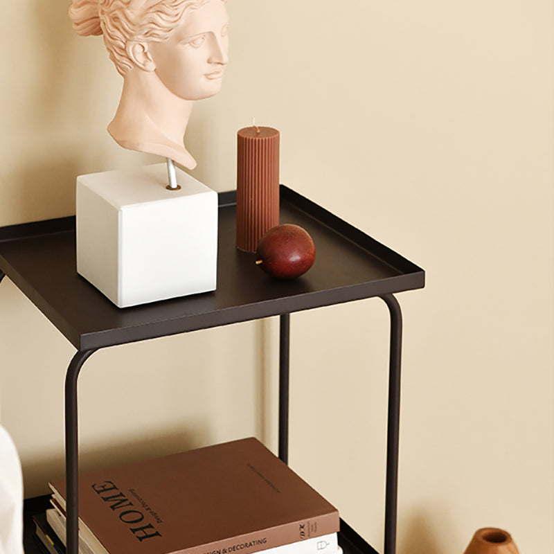 Sled Base Side Table Rectangular Metal Top End Table with  Shelf