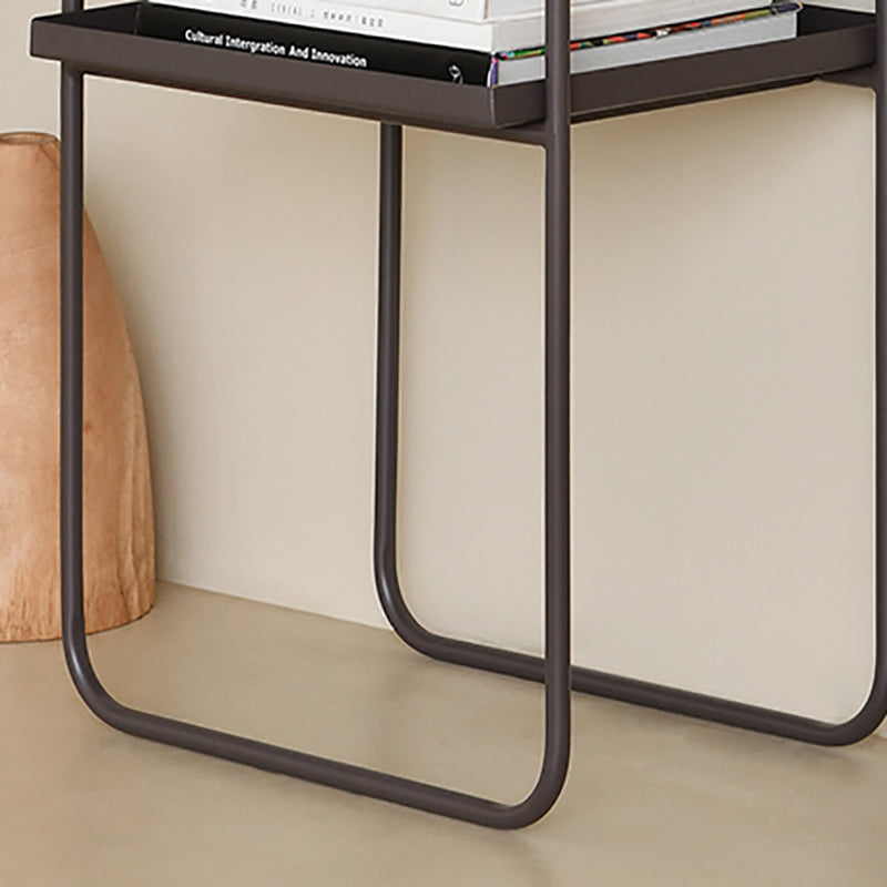 Sled Base Side Table Rectangular Metal Top End Table with  Shelf