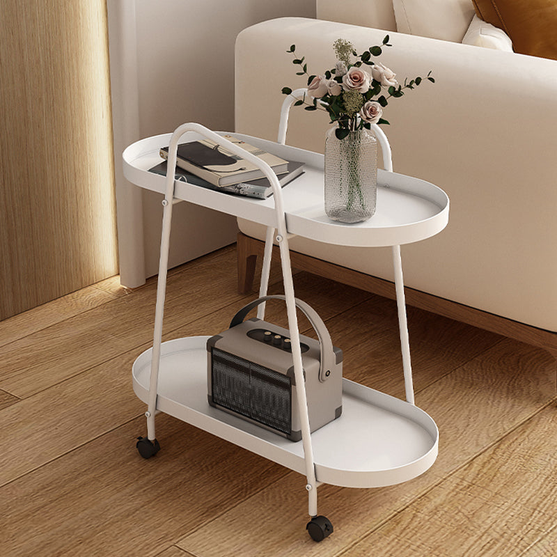 Tray Top Double Tier End Table Oval End Slide Table with Storage