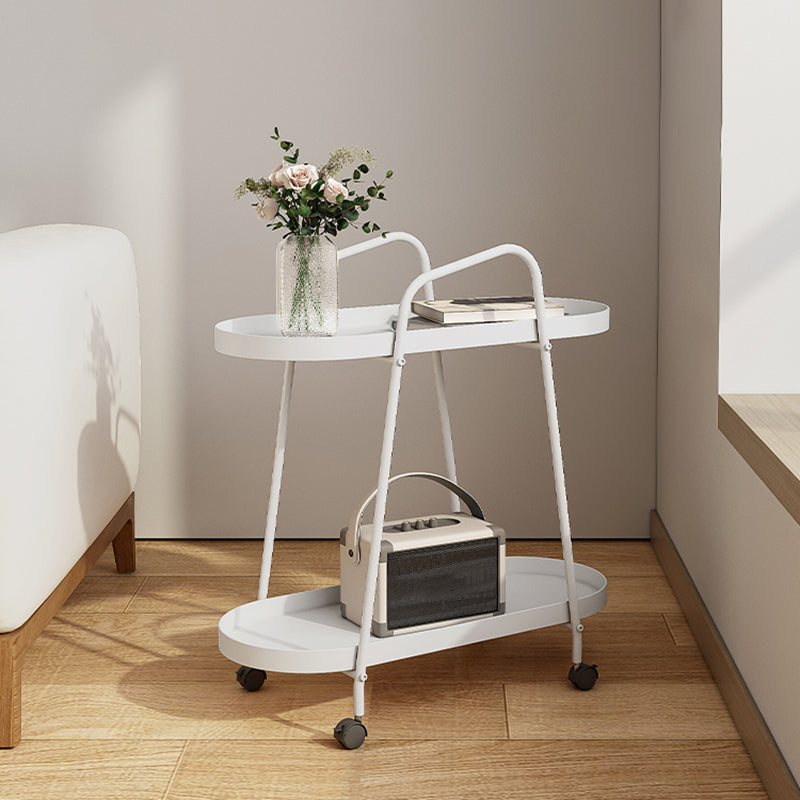Tray Top Double Tier End Table Oval End Slide Table with Storage