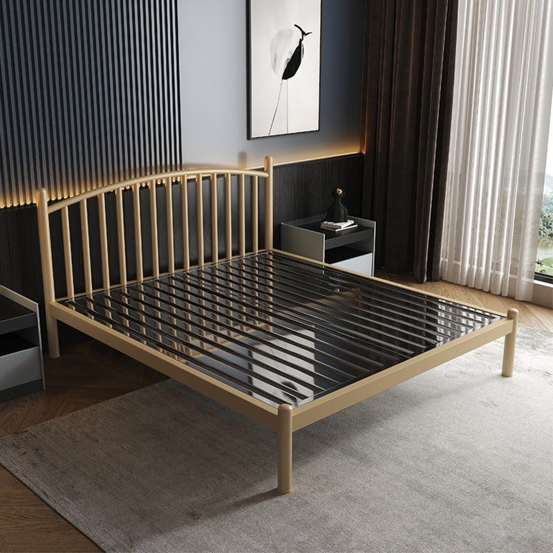 Luxurious Metal Platform Bed Frame Tall Slat Bed with Headboard