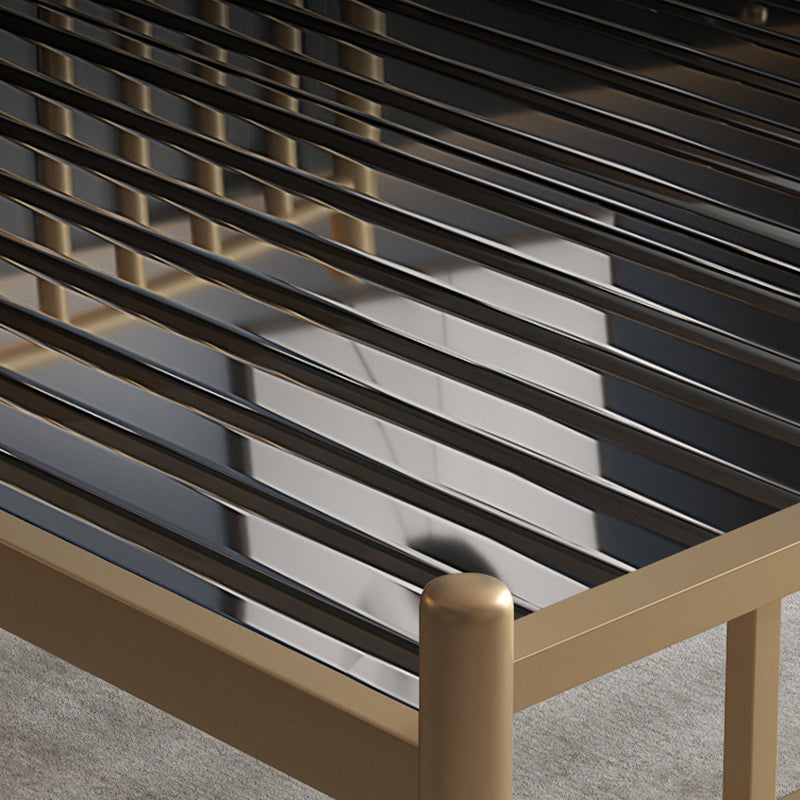 Luxurious Metal Platform Bed Frame Tall Slat Bed with Headboard