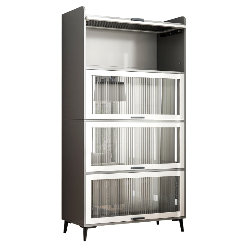 Modern Wood Storage Cabinet Square Bar Pulls Accent Chest with Doors