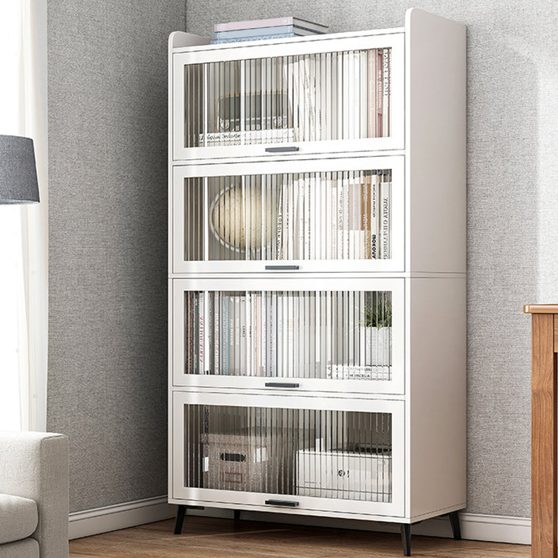 Modern Wood Storage Cabinet Square Bar Pulls Accent Chest with Doors