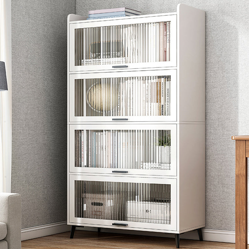 Modern Wood Storage Cabinet Square Bar Pulls Accent Chest with Doors