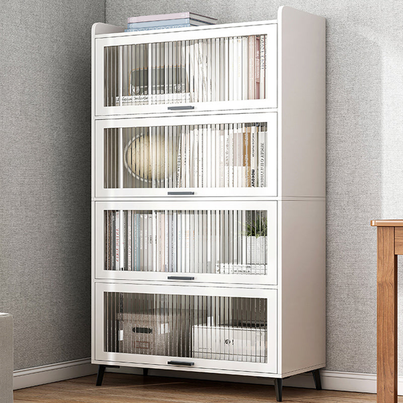 Modern Wood Storage Cabinet Square Bar Pulls Accent Chest with Doors