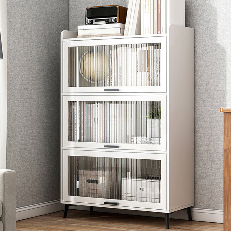 Modern Wood Storage Cabinet Square Bar Pulls Accent Chest with Doors
