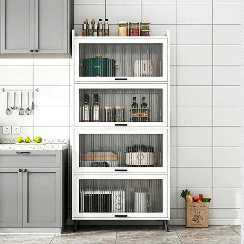 Modern Wood Storage Cabinet Square Bar Pulls Accent Chest with Doors