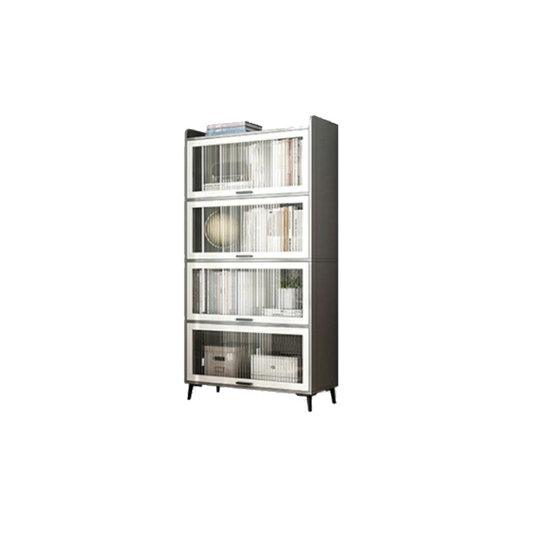 Modern Wood Storage Cabinet Square Bar Pulls Accent Chest with Doors