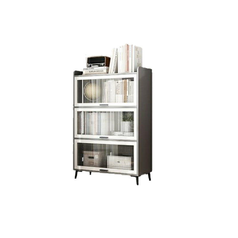 Modern Wood Storage Cabinet Square Bar Pulls Accent Chest with Doors