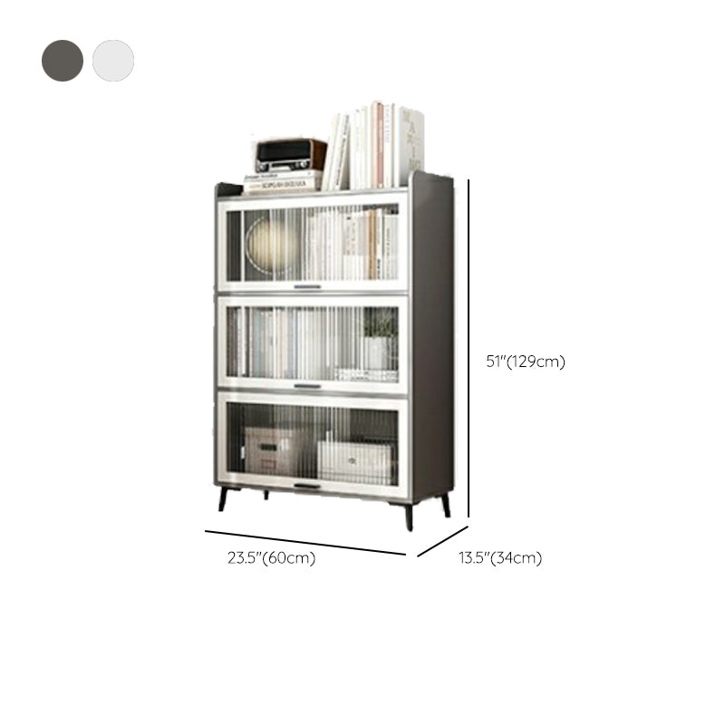 Modern Wood Storage Cabinet Square Bar Pulls Accent Chest with Doors