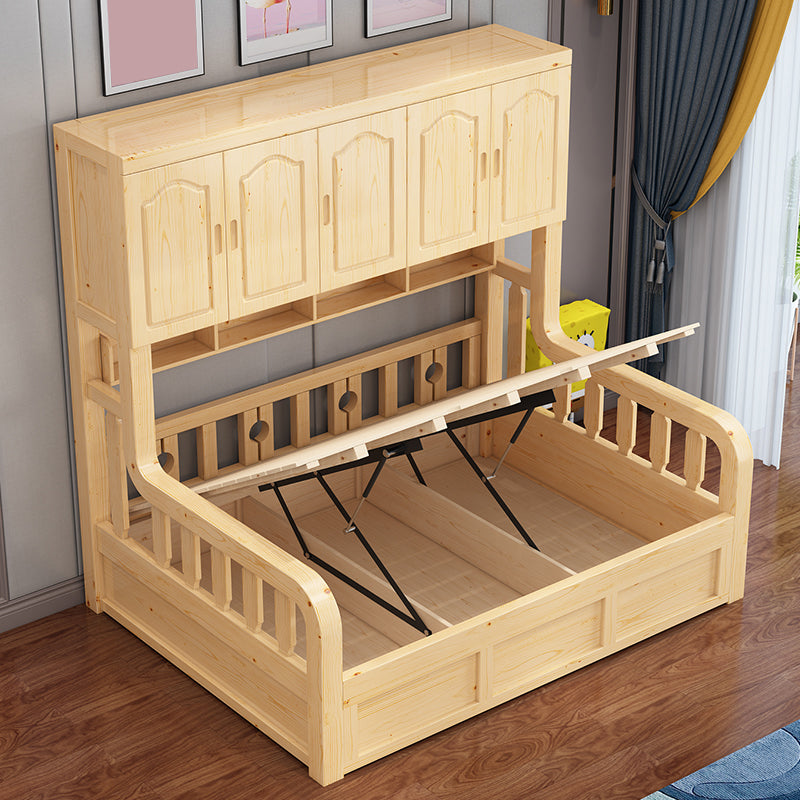 Natural Solid Wood Bunk Bed Contemporary Bunk Bed with Storage