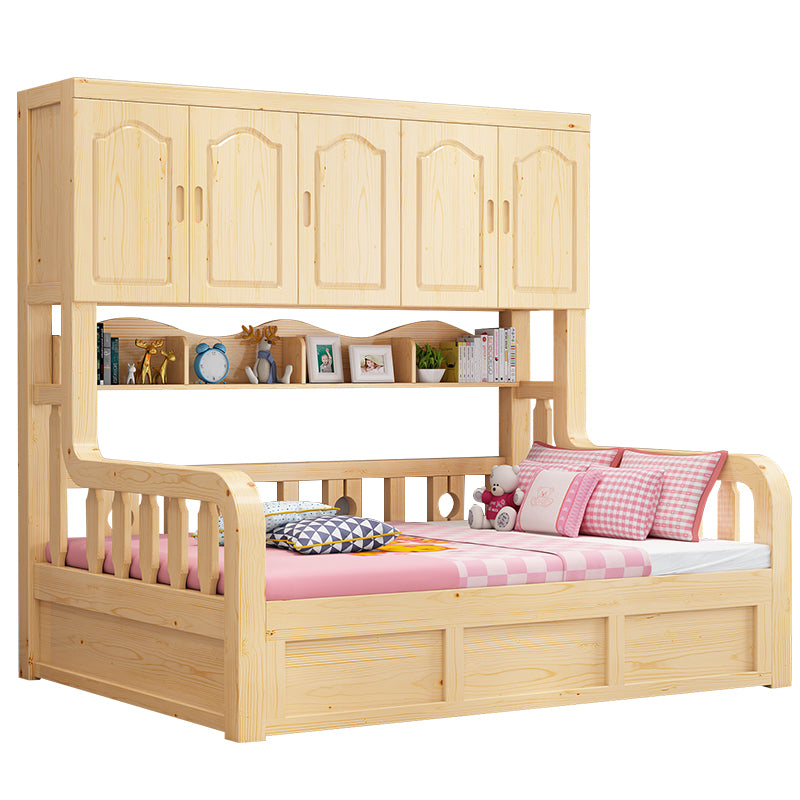 Natural Solid Wood Bunk Bed Contemporary Bunk Bed with Storage