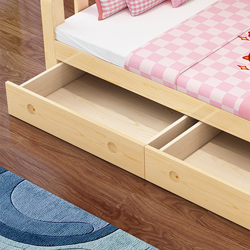 Natural Solid Wood Bunk Bed Contemporary Bunk Bed with Storage