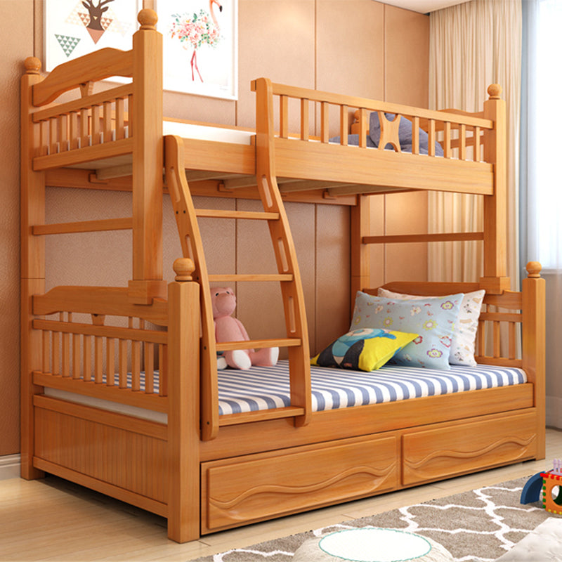 Solid Wood Bunk Bed Modern Style Natural Bunk Bed with Headboard
