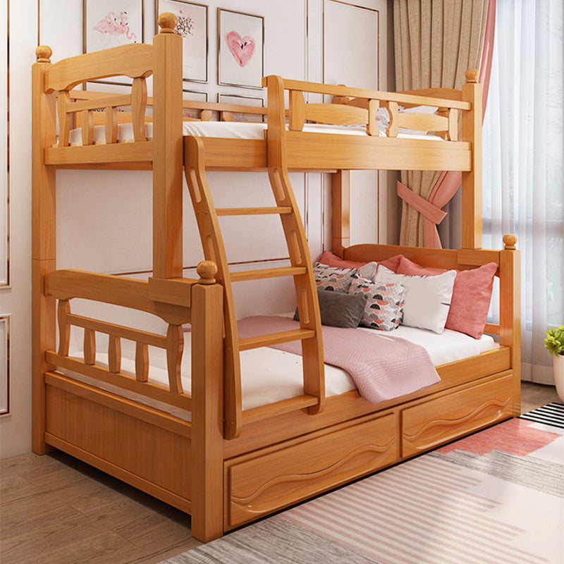 Solid Wood Bunk Bed Modern Style Natural Bunk Bed with Headboard
