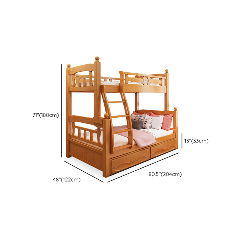 Solid Wood Bunk Bed Modern Style Natural Bunk Bed with Headboard