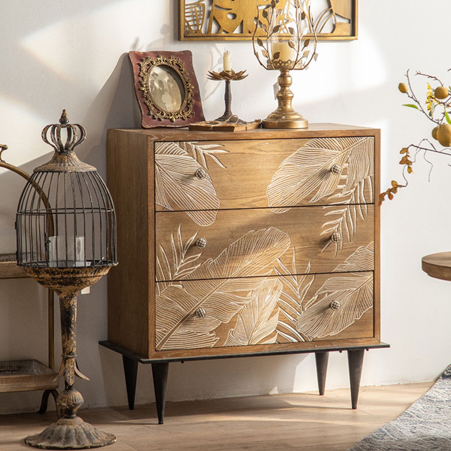 Industrial Standard Natural Accent Chest Distressed Wood Accent Cabinet