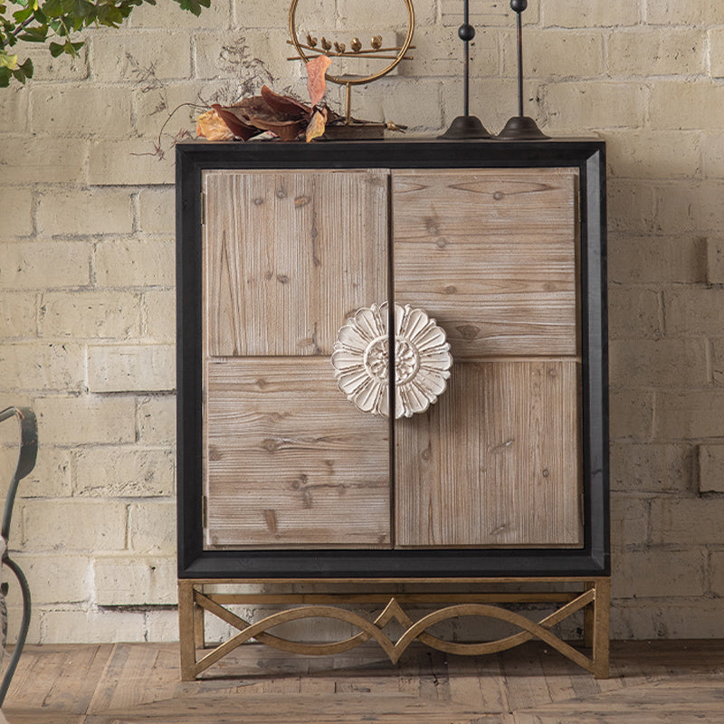 Distressed Wood Accent Chest Industrial Standard Knobs Accent Cabinet