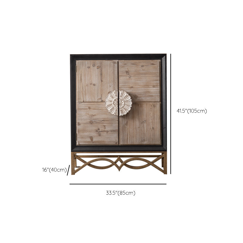 Distressed Wood Accent Chest Industrial Standard Knobs Accent Cabinet