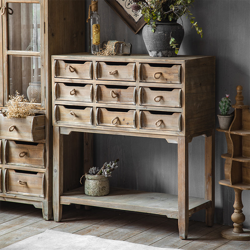 Distressed Wood Accent Chest Industrial Ring Pulls Natural Accent Cabinet