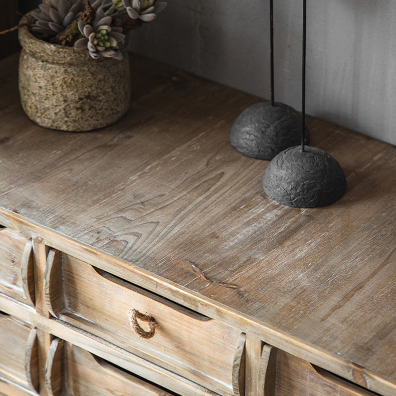 Distressed Wood Accent Chest Industrial Ring Pulls Natural Accent Cabinet