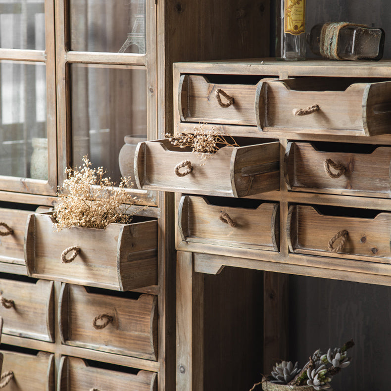 Distressed Wood Accent Chest Industrial Ring Pulls Natural Accent Cabinet