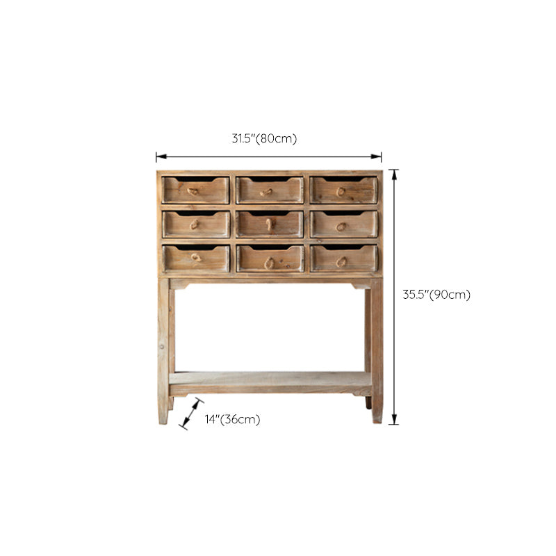 Distressed Wood Accent Chest Industrial Ring Pulls Natural Accent Cabinet
