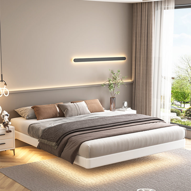 Contemporary Platform Bed Solid Wood Standard Bed with Light for Bedroom