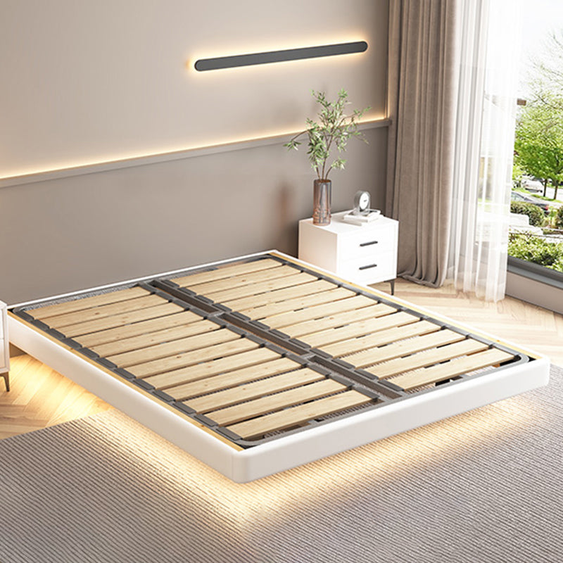 Contemporary Platform Bed Solid Wood Standard Bed with Light for Bedroom