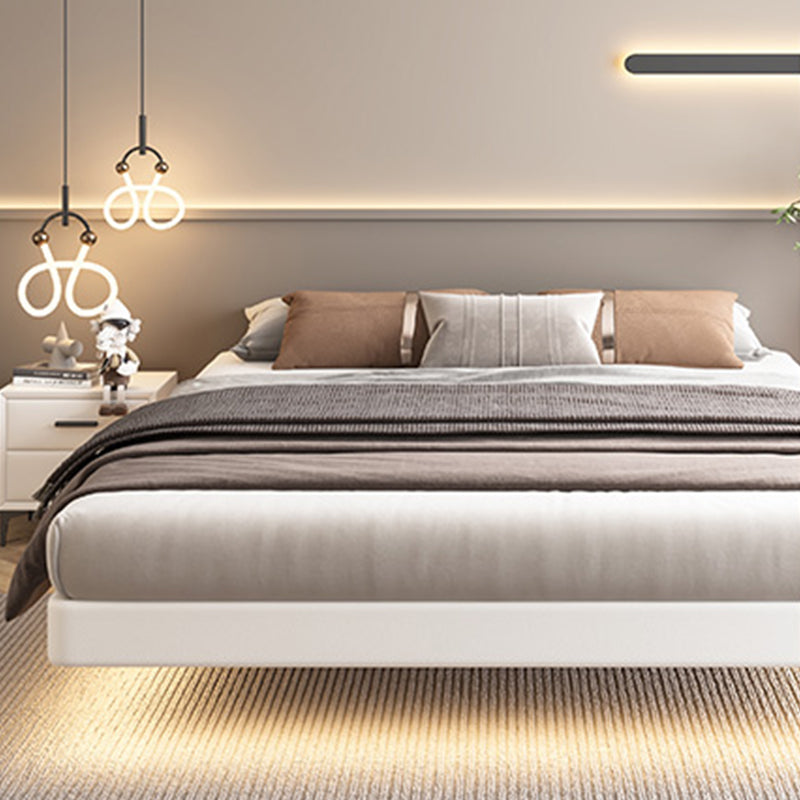 Contemporary Platform Bed Solid Wood Standard Bed with Light for Bedroom