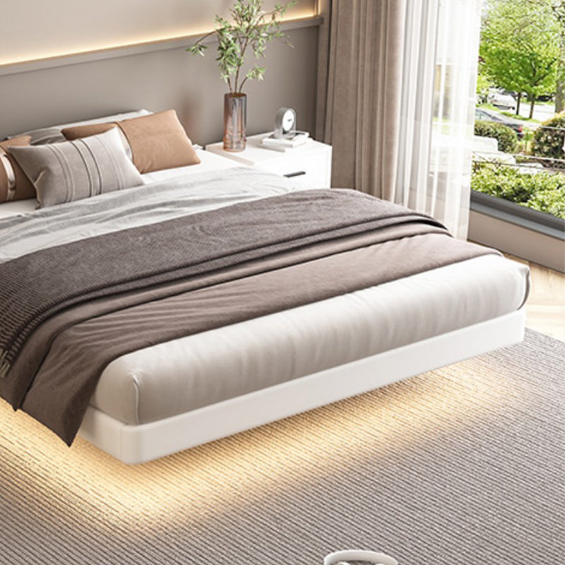 Contemporary Platform Bed Solid Wood Standard Bed with Light for Bedroom