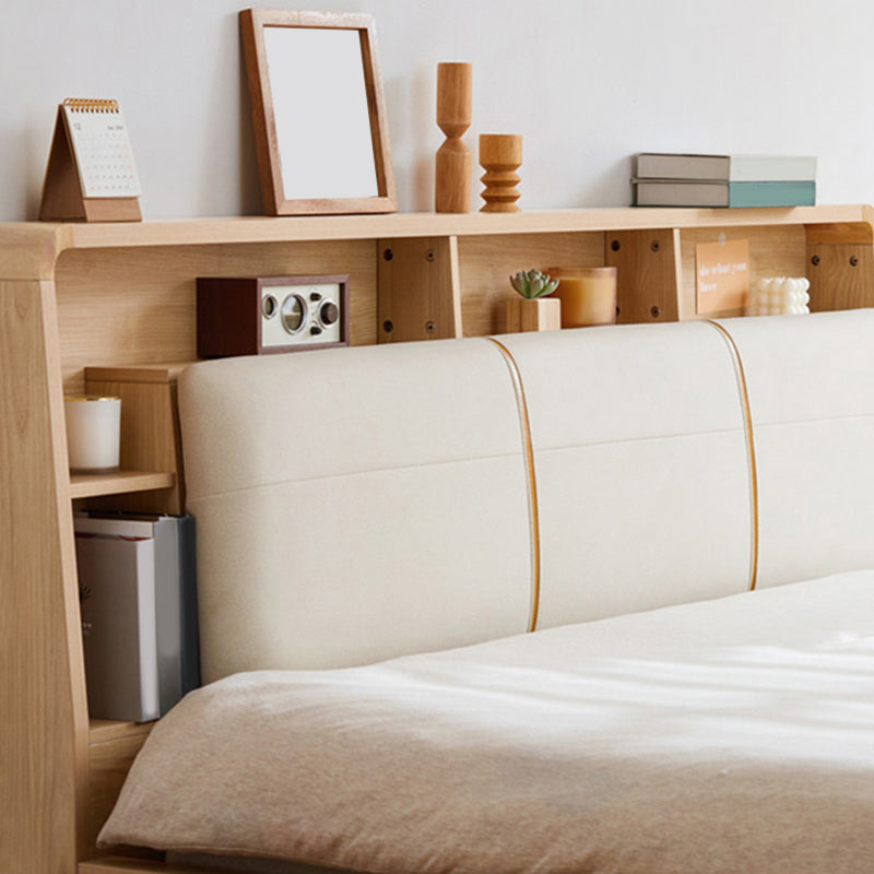 Nordic Solid Wood Bookcase Included Bed Frame Lift Up Storage Bed
