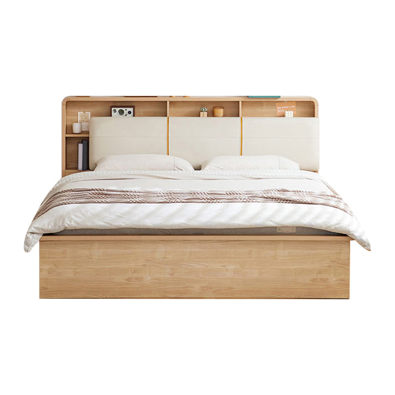 Nordic Solid Wood Bookcase Included Bed Frame Lift Up Storage Bed