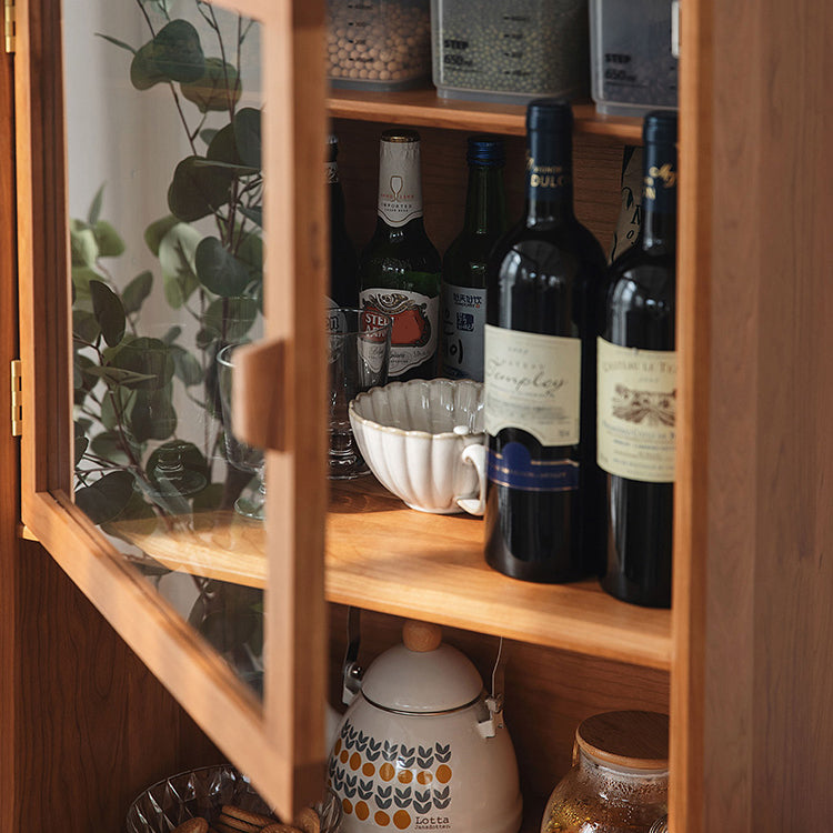 Stain Resistant Storage Cabinet Solid Wood Cabinet with Shelves
