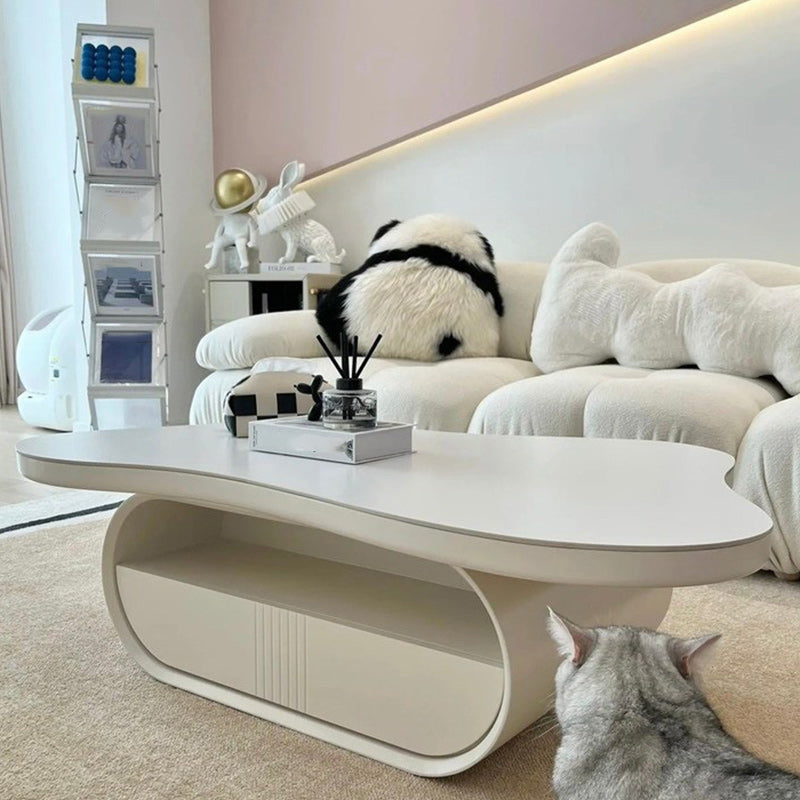 35" Wide Contemporary Cocktail Table White Single Coffee Table