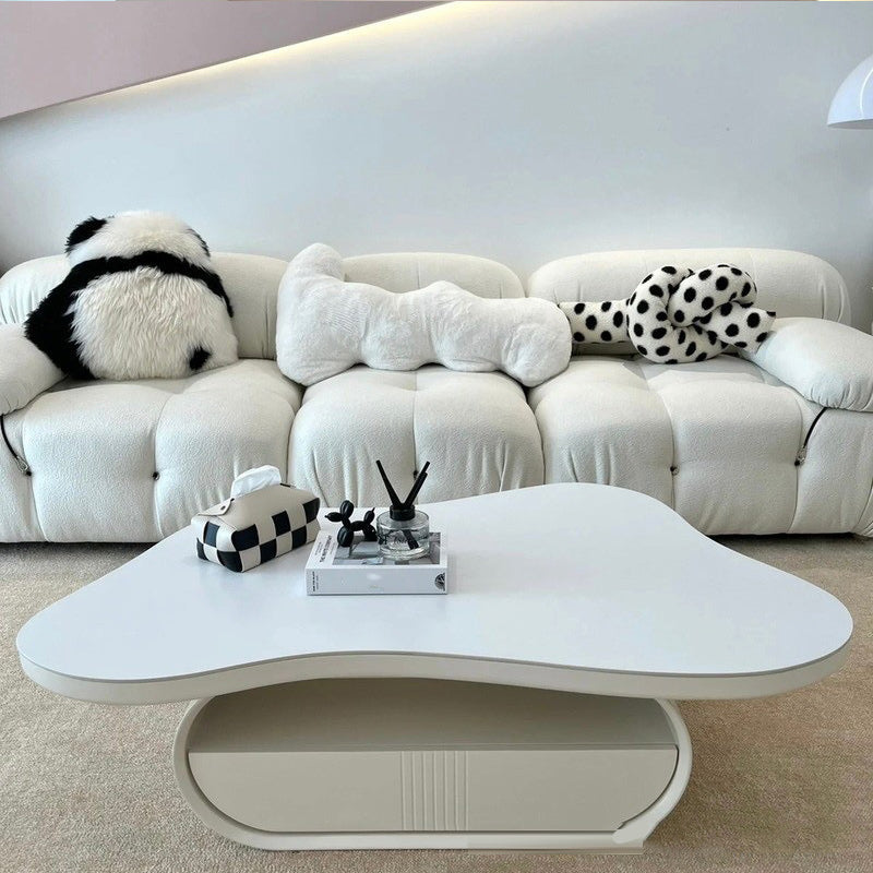 35" Wide Contemporary Cocktail Table White Single Coffee Table
