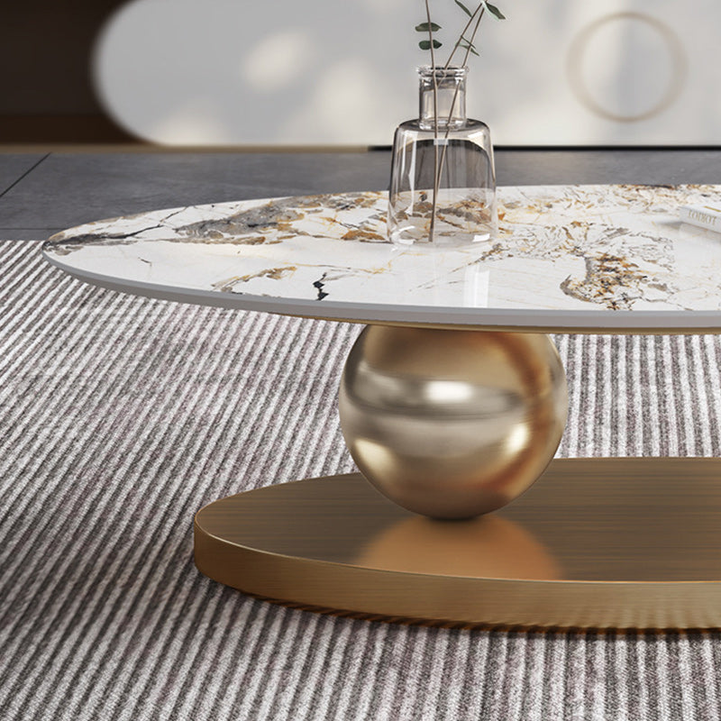 27" Wide Glam Cocktail Table Slate Oval Coffee Cocktail Table