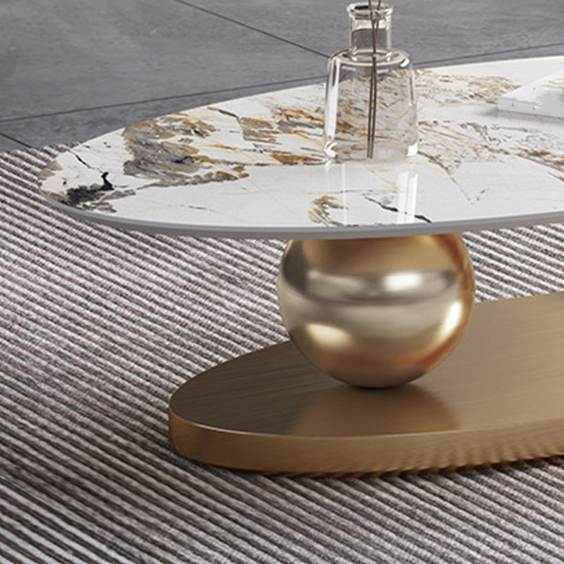 27" Wide Glam Cocktail Table Slate Oval Coffee Cocktail Table