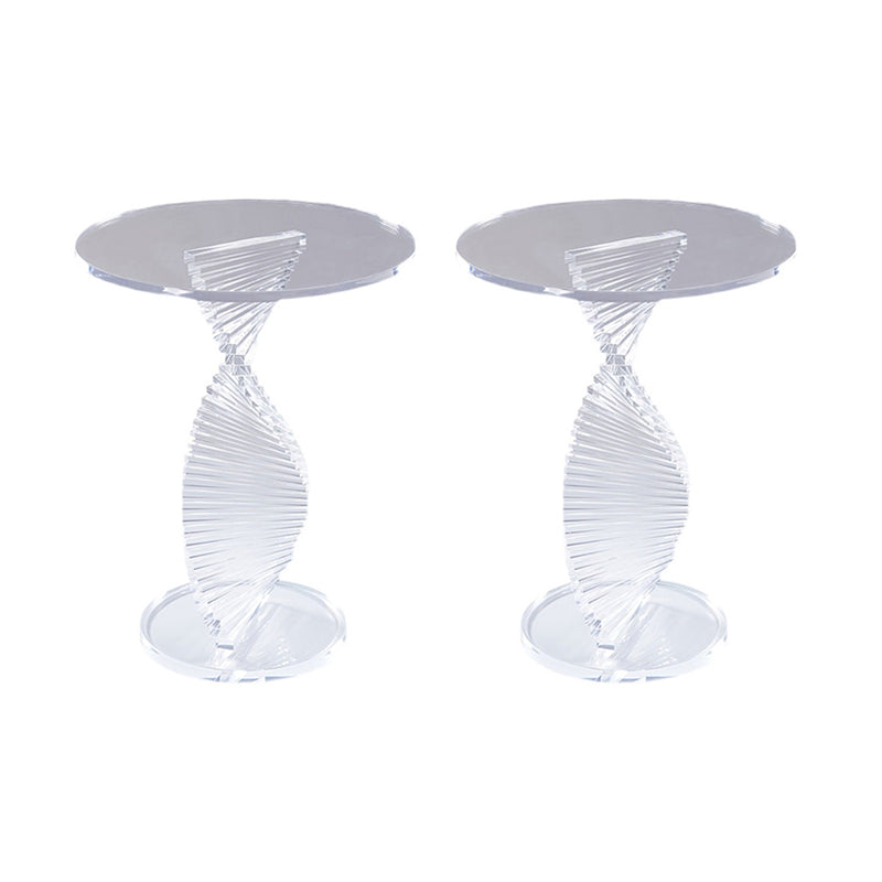 Glam Clear Round Acrylic Top Side Table 23.62" Tall Abstract Base End Table