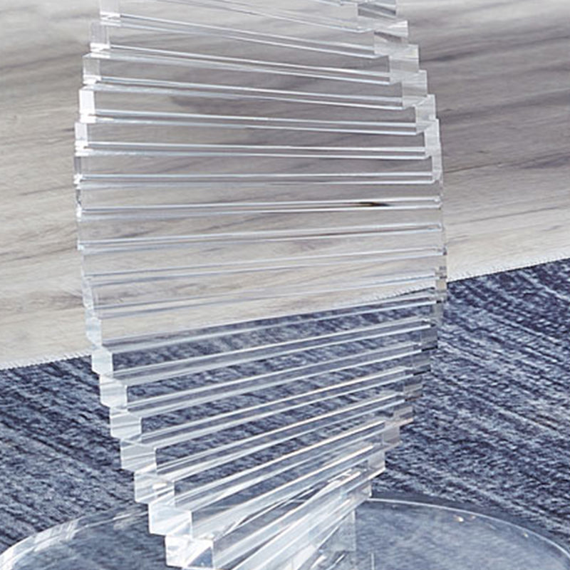 Glam Clear Round Acrylic Top Side Table 23.62" Tall Abstract Base End Table