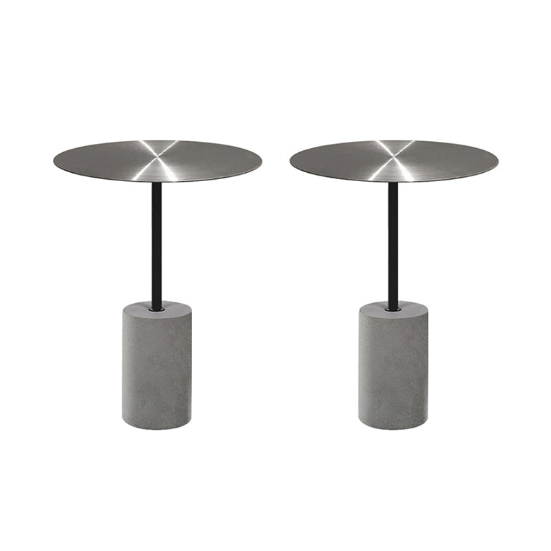 Modern Metal Round Top Side Table Concrete Pedestal End Table