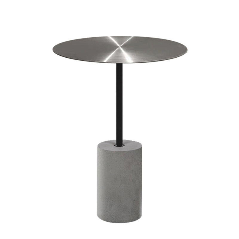 Modern Metal Round Top Side Table Concrete Pedestal End Table